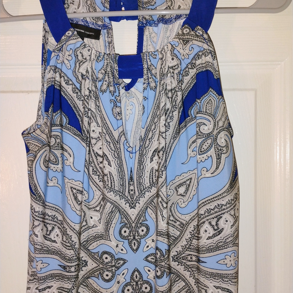 💋SOLD***NC International Concepts Blue and Black Paisley Blouse